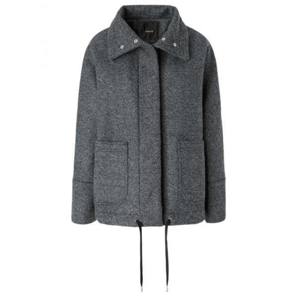 Pinko - Diagonal Cloth Zip Caban - Grey - Jacket - Made in Italy - Luxury Exclusive Collection