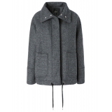 Pinko - Diagonal Cloth Zip Caban - Grey - Jacket - Made in Italy - Luxury Exclusive Collection