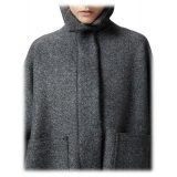 Pinko - Caban con Zip in Panno Diagonale - Grigio - Giacca - Made in Italy - Luxury Exclusive Collection