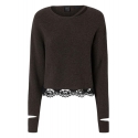 Pinko - Knit with Lace and Cut-Out Details - Brown - Sweater - Made in Italy - Luxury Exclusive Collection