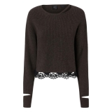 Pinko - Knit with Lace and Cut-Out Details - Brown - Sweater - Made in Italy - Luxury Exclusive Collection