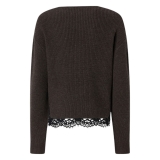 Pinko - Knit with Lace and Cut-Out Details - Brown - Sweater - Made in Italy - Luxury Exclusive Collection