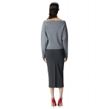 Pinko - Wool Boatneck Sweater - Grey - Sweater - Made in Italy - Luxury Exclusive Collection