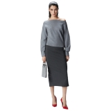 Pinko - Wool Boatneck Sweater - Grey - Sweater - Made in Italy - Luxury Exclusive Collection