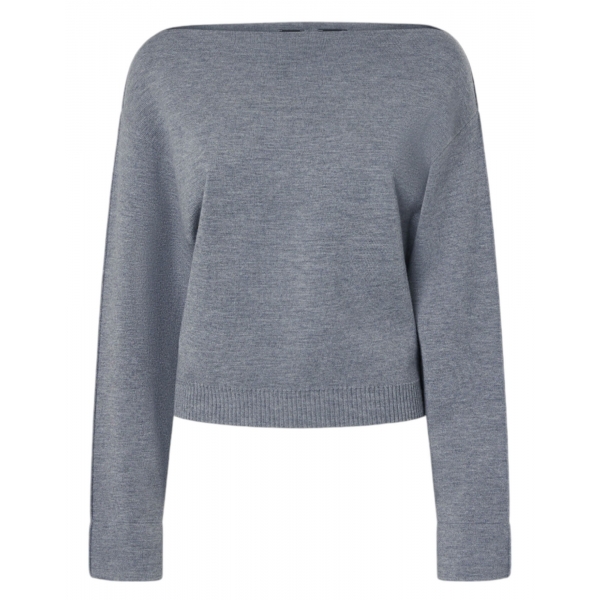 Pinko - Maglia in Lana con Scollo a Barchetta - Grigio - Maglione - Made in Italy - Luxury Exclusive Collection