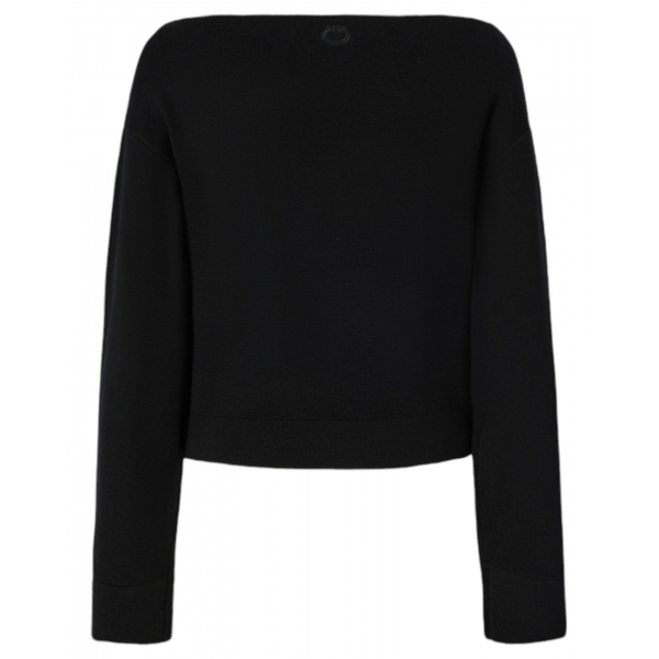 Pinko - Maglia in Lana con Scollo a Barchetta - Nero - Maglione - Made in Italy - Luxury Exclusive Collection