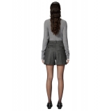 Pinko - Shorts Taglio Sartoriale in Flanella di Lana - Grigio - Pantalone - Made in Italy - Luxury Exclusive Collection