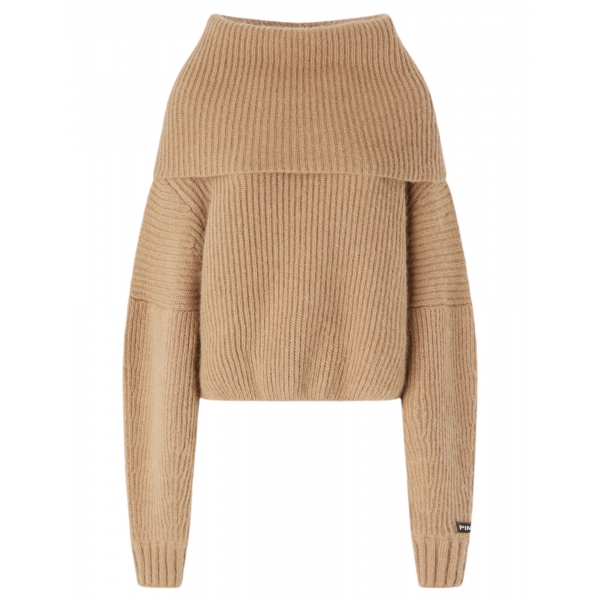 Pinko - Maglione in Mohair con Collo Ampio - Beige - Maglione - Made in Italy - Luxury Exclusive Collection