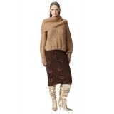 Pinko - Maglione in Mohair con Collo Ampio - Beige - Maglione - Made in Italy - Luxury Exclusive Collection