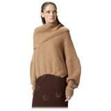 Pinko - Maglione in Mohair con Collo Ampio - Beige - Maglione - Made in Italy - Luxury Exclusive Collection