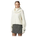 Pinko - Maglione in Mohair con Collo Ampio - Bianco - Maglione - Made in Italy - Luxury Exclusive Collection