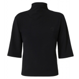 Pinko - Maglia in Jersey con Maniche a Tre Quarti - Nero - Maglione - Made in Italy - Luxury Exclusive Collection