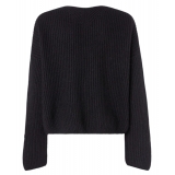 Pinko - English Rib V-neck Sweater - Black - Sweater - Made in Italy - Luxury Exclusive Collection