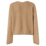 Pinko - English Rib V-neck Sweater - Beige - Sweater - Made in Italy - Luxury Exclusive Collection