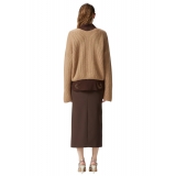 Pinko - English Rib V-neck Sweater - Beige - Sweater - Made in Italy - Luxury Exclusive Collection