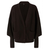 Pinko - English Ribbed Boxy Short Cardigan - Brown - Sweater - Made in Italy - Luxury Exclusive Collection