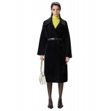 Pinko - Short Faux Fur Long Coat - Black - Jackets - Made in Italy - Luxury Exclusive Collection