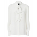 Pinko - Camicia in Crêpe con Fiocco - Bianco - Camicie - Made in Italy - Luxury Exclusive Collection