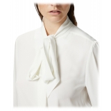 Pinko - Camicia in Crêpe con Fiocco - Bianco - Camicie - Made in Italy - Luxury Exclusive Collection