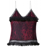 Pinko - Top Corto Stampa Animalier Maculata - Nero/Rosa - Top - Made in Italy - Luxury Exclusive Collection