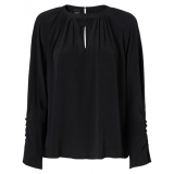 Pinko - Crepe Blouse with V Opening - Black - Shirts - Made in Italy - Luxury Exclusive Collection