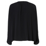 Pinko - Blusa in Crêpe con Apertura a V - Nero - Camicie - Made in Italy - Luxury Exclusive Collection