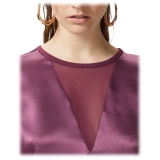 Pinko - Satin Fabric T-shirt Blouse - Bordeaux - Top - Made in Italy - Luxury Exclusive Collection