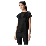 Pinko - Blusa a T-shirt in Tessuto Satin - Nero - Top - Made in Italy - Luxury Exclusive Collection