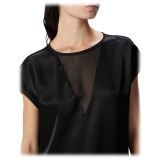 Pinko - Blusa a T-shirt in Tessuto Satin - Nero - Top - Made in Italy - Luxury Exclusive Collection