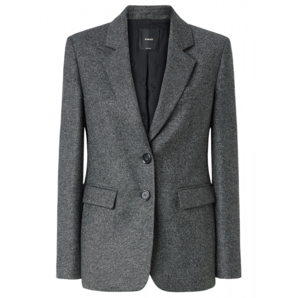 Pinko - Single Breasted Salt and Pepper Blazer - Grey - Jackets - Made in Italy - Luxury Exclusive Collection