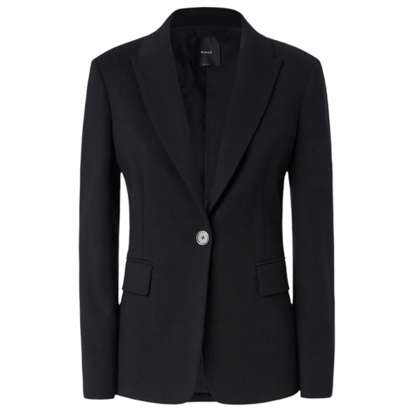 Pinko - Single Breasted Blazer in Technical Fabric - Black - Jackets - Made in Italy - Luxury Exclusive Collection