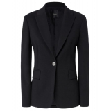 Pinko - Single Breasted Blazer in Technical Fabric - Black - Jackets - Made in Italy - Luxury Exclusive Collection