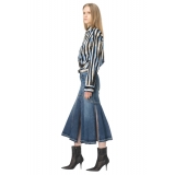 Pinko - Vintage Effect Denim Midi Skirt - Blue - Skirt - Made in Italy - Luxury Exclusive Collection