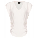 Pinko - Top con Scollo a V in Misto Seta - Bianco - Top - Made in Italy - Luxury Exclusive Collection