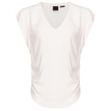 Pinko - Top con Scollo a V in Misto Seta - Bianco - Top - Made in Italy - Luxury Exclusive Collection