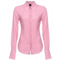 Pinko - Camicia Crop Aderente in Georgette - Rosa - Camicie - Made in Italy - Luxury Exclusive Collection