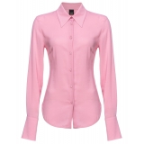 Pinko - Camicia Crop Aderente in Georgette - Rosa - Camicie - Made in Italy - Luxury Exclusive Collection