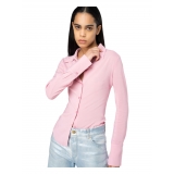 Pinko - Camicia Crop Aderente in Georgette - Rosa - Camicie - Made in Italy - Luxury Exclusive Collection