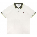 Moncler - White and Green Polo Shirt - Moncler Exclusive Luxury Collection