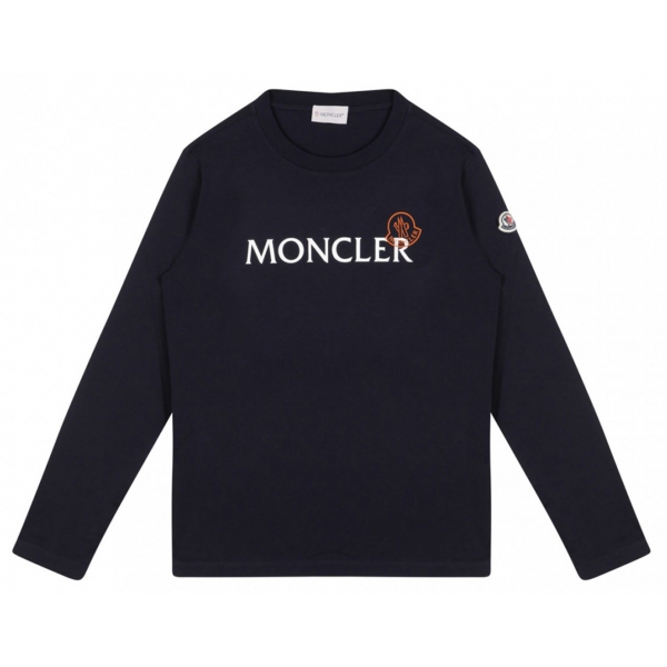 Moncler - T-Shirt con Stampa Logo Blu Scuro - Moncler Exclusive Luxury Collection