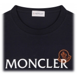 Moncler - Dark Blue Logo Print T-Shirt - Moncler Exclusive Luxury Collection