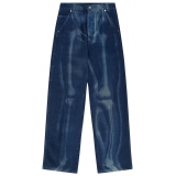 Off-White - Indigo Blue Cotton Skeleton Print Jeans - Exclusive Luxury Collection