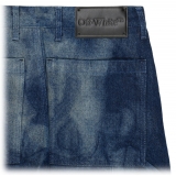 Off-White - Jeans Stampati con Scheletro in Cotone Blu Indaco - Exclusive Luxury Collection