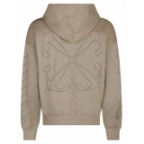 Off-White - Beige and Black Cotton Stitch Skate Hoodie - Exclusive Luxury Collection