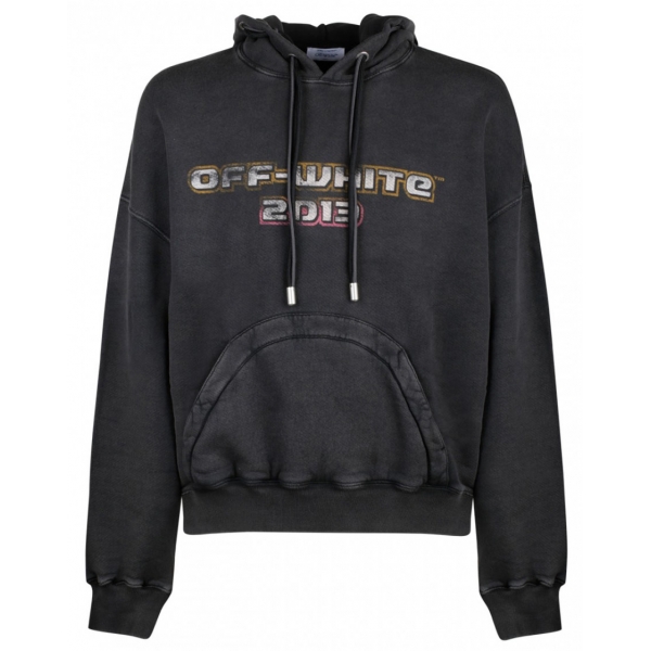 Off-White - Black and Multicolour Cotton Digit Bacchus Hoodie - Exclusive Luxury Collection