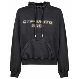 Off-White - Black and Multicolour Cotton Digit Bacchus Hoodie - Exclusive Luxury Collection