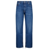 Off-White - Indigo Blue Cotton Straight Leg Jeans - Exclusive Luxury Collection