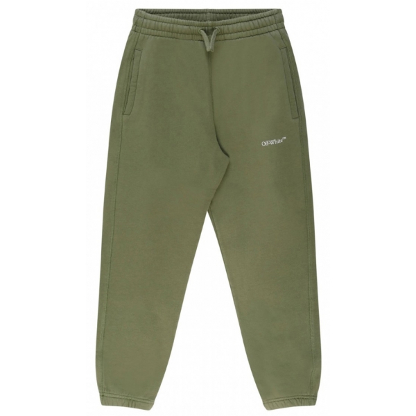 Off-White - Pantaloni da Tuta in Cotone Verde Militare e Bianco - Exclusive Luxury Collection