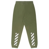 Off-White - Pantaloni da Tuta in Cotone Verde Militare e Bianco - Exclusive Luxury Collection