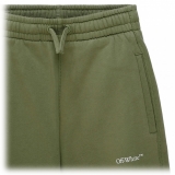 Off-White - Pantaloni da Tuta in Cotone Verde Militare e Bianco - Exclusive Luxury Collection